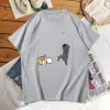 Camisetas haikyuu mascotes nekoma gatos t camisas anime engraçado mulher algodão manga curta dos desenhos animados camiseta feminina em torno do pescoço camiseta