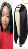 2x4 U partie droite Bob perruques de cheveux humains 150 densité pleine Machine faite courte U partie Bob Wig9803258