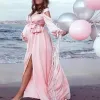 Abiti sexy spacco sul davanti servizio fotografico di maternità abito lungo profondo scollo a V donne incinte abito maxi gravidanza per baby shower fotografia prop