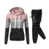 Pakken 2023 Hot Sale Dames Gestreepte Hoodie en Zwarte Joggingbroek Klassiek Herfst Winter Dagelijks Casual Sport Joggingpak Dame Gym Outfit