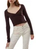 Женские футболки, женские кружевные лоскутные облегающие топы, повседневная укороченная футболка с длинными рукавами, винтажная сказочная блузка в стиле гранж Y2K, уличная одежда