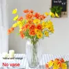 Flores decorativas 2/4/6 pçs flor artificial borboleta orquídea dança amarelo oncidium seda buquê de plástico casamento casa