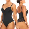 Fajas Colombianas Bielizna Body Shaper Shapewear Bodysuit Seksowna koronkowa otwarta bielizna krocza Vcollar z stanikami 240220