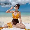 2023 New South Korean Sexy Split Bikini Sweet Ruffle Edge Contrast Hot Spring Swimwear Womens