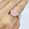 Band Rings 12.7x10.7mm Classic Brand Waterdrop Style Ring Natural Pink Crystal Rings Women Wedding Party Can Fashion Jewelry Gifts L240305