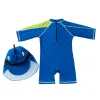 ملابس ملابس السباحة ملابس السباحة بدلة السباحة بوي بوي مع شمس قبعة UPF50 UV حماية الأكمام طويلة الأكمام من ملابس الأطفال للأطفال الصغار