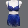 Suits Vacation Halloween Costume Rave Outfit Sequin Skirt Womens Two Peice Sets Tassel Evening Party Dress Crop Top Festival Clothing