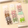 Hårtillbehör 10st/Set Cute Solid Ribbon Bowknot Clips för babyflickor Handgjorda bågar Hårnål Barrettes Headwear Drop Delivery Dhfji