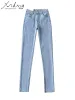 Jeans Women's Tall High Waist Jeans For Women Skinny Dark Blue Denim Pants Elastic Brown Trousers Light Blue Full Split Jeans Women