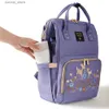 Diaper Bags Sunveno Multifunctional Diaper Bag Purple Embroidery Mommy Bag Wide Opening Mommy Backpack Convenient Large CapacityL240305