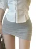 Saia feminina elegante coreano irregular magro hip saia plissada saia curta apertada metade do corpo saia alta wasit quente sexy coreano 6an