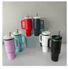 Klaar schip 40oz multikleuren gepoedercoate regenboog onder geïsoleerde Quencher-tumbler buitenwaterflessen reismokken met gekleurd stro voor holografische laser