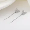 Boucles d'oreilles pendantes en Zircon brillant, belle simplicité, pompons papillon, plusieurs méthodes de port, 2024