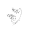 Pierścienie klastra Boako S925 Srebrny palec dla kobiet dziewczyna gładki pusty wzór motyla pierścień regulowane akcesoria ręczne