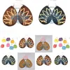 Boucles d'oreilles pendantes en forme de lustre, 2023 fleurs gravées, goutte en bois, mélange de 3 couleurs, livraison directe, bijoux, Dhhd1