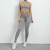 Women's Tracksuits Sports set womens leopard print fitness clothing womens sportswear 2023 gym set womens fitness clothing Lycra free delivery J240305