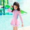 Swimwear 2023 Girls Swimsuit Kids Swimwear One Piece Long/ Short Sleeve Beachwear Baby Toddler Beach Bathing Suits Children Clothes 211Y