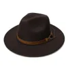 Luckylianji retro çocuk çocuğu vintage% 100 yün geniş kısrak fedora fedora panama caz bowler şapka deri bandı 54cm ayarlanmış y200110247e