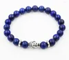 Charme Pulseiras BPPCCR Pedra Natural Lapis Lazuli Buda Cabeça Prata Cor Jóias Masculino Feminino Chakra Oração Beads Bijoux Pulsera