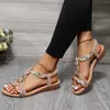 Sandalen 2024 Sommer Keil Große Größe Damenschuhe Passende Farbe Stoff Frauen Klar Breite Breite Keile Für