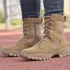 Chaussures d'extérieur Sandales Hommes Bottes en peau de vache Armée Force Spéciale Combat Tactique Désert Botte Randonnée En Plein Air Chaussures D'entraînement Mode Fermeture Éclair Botas YQ240301