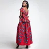 African Dresses Women Summer Diy Bandage Dress Fashion Vintage Print Jumpsuit Long Skirt Party Clothes Robe Africaine Femme 240226