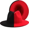 Breda randen hattar hink hattar 2022 Nya herrar och kvinnor dubbel tweed topp hatt breda brimmad jazz panama hatt fjäder mode färg matchande jazzhatt j240305