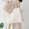 Diaper Bags Korean Style Portable Women Shoulder Bag Tote Zipper Multifunctional Large Capacity Quilted Mommy Bag Baby Care Diaper Nappy BagL240305