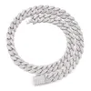 Anpassad 14k Real Gold Plated 925 Silver White Gold Baguette Miami Cuban Link Chain