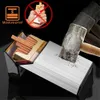 Briquets Longue boîte à cigares USB lumière de charge 20 pièces capacité boîte à cigares en métal porte-tabac fil remplaçable lumière coupe-vent Q240305