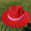 Breda randen hattar hink hattar sommarhatt justerbar jazz stråhatt för män och kvinnor fedora sun hatt strand hatt jazz rose hatt j0305