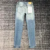 Jeans pour hommes pruple Jeans pour hommes pantalons cargo noirs Designer autocollants skinny lavage léger déchiré rock revival vraies religions Pantalon élastique décontracté Denim 240305