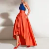 Dresses Elegant Hot Orange High Low Satin Skirts Women Long Skirt with Pockets Zipper Custom Made Maxi Skirt Female Bottom