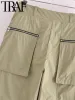 Capris traf fãs 2023 mulher y2k carga calça verão zíperes bolsos de cintura alta baggy sweatpants perna larga calças esportivas femininas