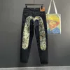 Heren Jeans Rechte Broek Man Skeletborduurwerk Dweilen Broeken Streetwear Denim Kleding voor Mannen Baggy T230110