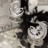 デザイナーviviennes Westwoods Earrings Empress Dowager Xis同じ土星フルダイヤモンドムーンインケー