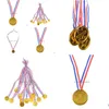 Feestartikelen 12 stuks Kinderen Goud Plastic Winnaars Medailles Sportdag Feesttas Prijs Awards Speelgoed Voor Decor3935640 Drop Delivery Thuis Gard Dhxrs