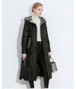 Frauen Leder 2024 Jacke Echten Schaffell Mantel Weibliche Warme Winter Unten Jacken Mit Kapuze Parkas Frau Cuero Genuino