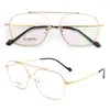 Güneş Gözlüğü Çerçeveleri Erkekler 80'in Retro Optik Metal Gözlükleri Kare Gözlükler Vintage Reçete Gözlük Çift Köprü Altın