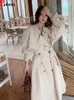 Women's Trench Coats Elegant Double Breasted Long Fashion Office Woman Jackets High Qulity Work Wear Lady Spring Fall Chaquetas Ne