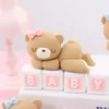 New Pink Blue Bear Train Dolls Decoration Cake Topper Baby Boy Girl 1St Birthday Cake Toppers Baby Shower Supplies