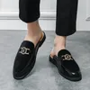 PU Patchwork Suede Half Support Leather Shoes for Men Formal Wear Comfortable and Breathable Classic Black Summer Casual Shoes