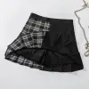 kjol goth vintage harajuku kjol gotisk lapptäcke rött haig svartvitt rutigt lapptäcke punk veckade skater kjolar koreansk stil