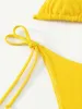 Conjunto sexy amarelo sólido micro biquinis conjuntos triângulo copo tanga maiô feminino biquinis maiôs beachwear fatos de banho bakini