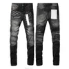 Jeans ksubi pour hommes de créateur violet, déchirés, droits, réguliers, taille Hip Hop lavés, vieux jeans noirs longs, empilés