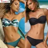 Set 2021 Sexig bikini Push Up Solid baddräkt Kvinnlig bikinis Ruffle Bathing Suit Women badkläder Biquini Maillot de Bain Femme