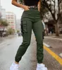 Pantalon Femme Polyvalent Cargo Femmes Streetwear 2024 Automne Élégant Mode Solide Slim Micro Élastique Loisirs Patch Sac Pantalon de Travail