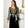 Vêtements ethniques Luxe Abaya Velvet Perles Femmes Musulmanes Longue Maxi Robe Turquie Kaftan Robe Arabe Islam Eid Party Maroc Dubaï Jalabiya