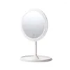 Kosmetiska väskor LED Makeup Mirror med Light Lamp Storage Desktop roterande justerbar dimning USB Vanity N69