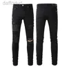 Herenjeans zwart Grijs designer jeans heren jean heren Knie Skinny Recht Motor Trendy Lange Gat broek High Street denim groothandel tear d qu 240305